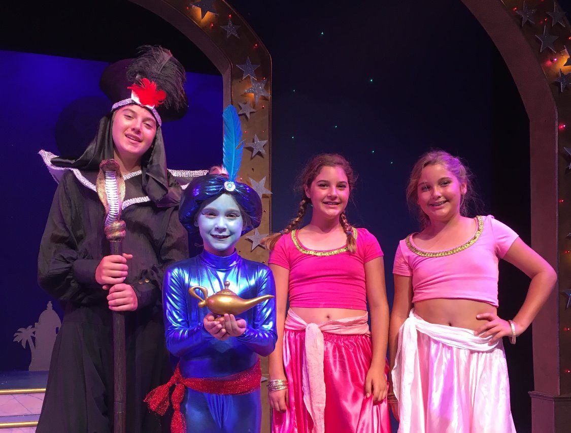 Jafar, the Genie and two princesses from Aladdin Jr.