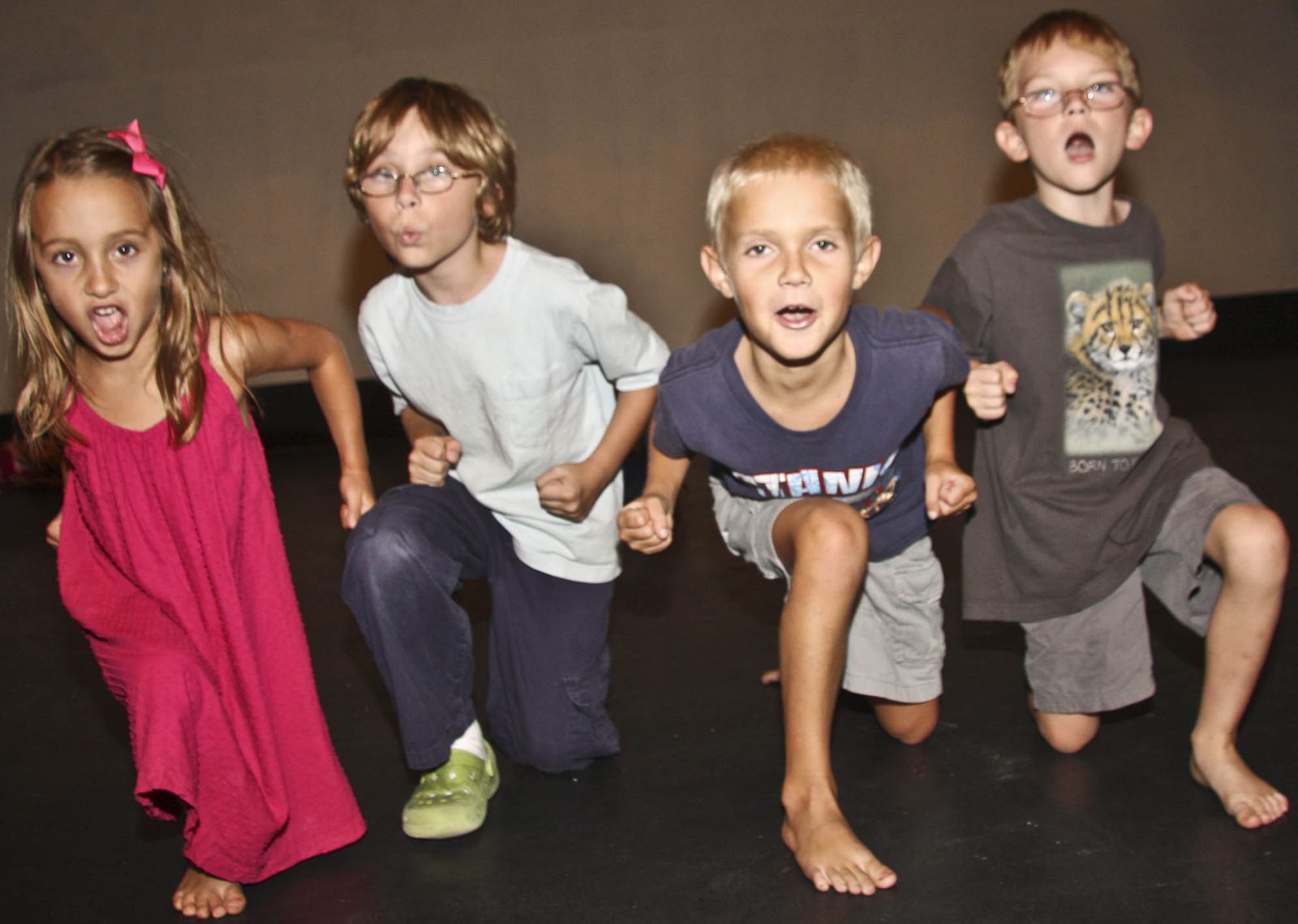Campers acting out a scene